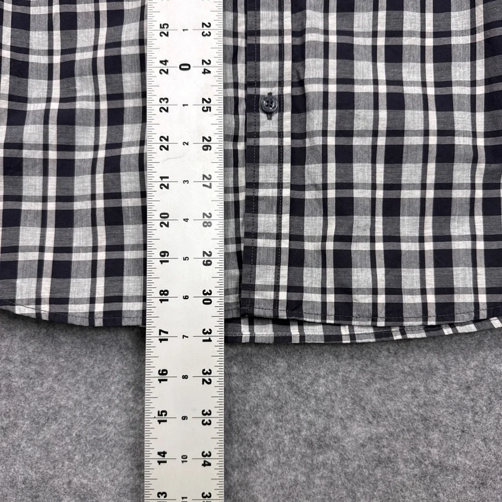 The North Face Button Down Shirt L Black White Plaid Cotton Long Sleeve A3MMU